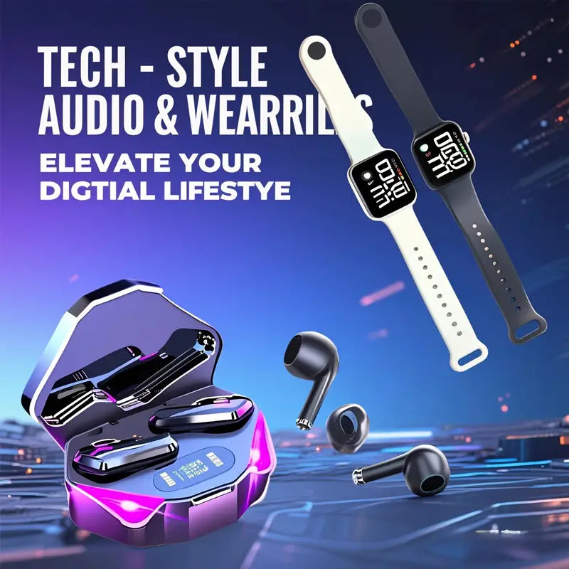 1 Écouteurs Bluetooth Durables + 2 Montres Connectées